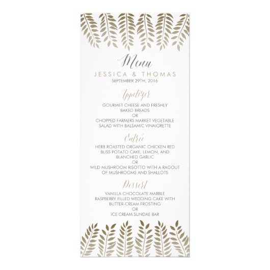 Monochrome Fern Woodland Wedding Menu (Voorkant)