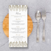 Monochrome Fern Woodland Wedding Menu