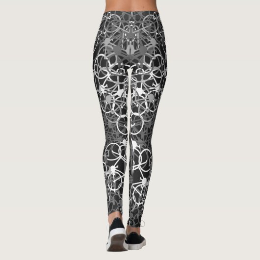 Monochrome fietspatroon - Leggings van de fietser (Achterkant)