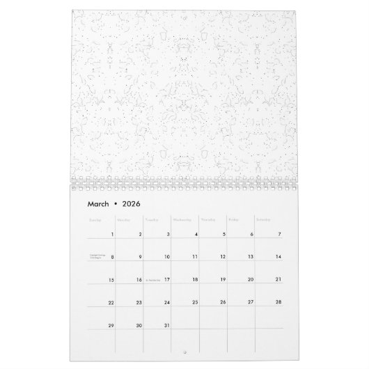 Monochrome Floral Pattern – Elegant Seamless Art Kalender (Mar 2026)