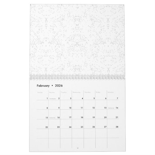 Monochrome Floral Pattern – Elegant Seamless Art Kalender (Feb 2026)