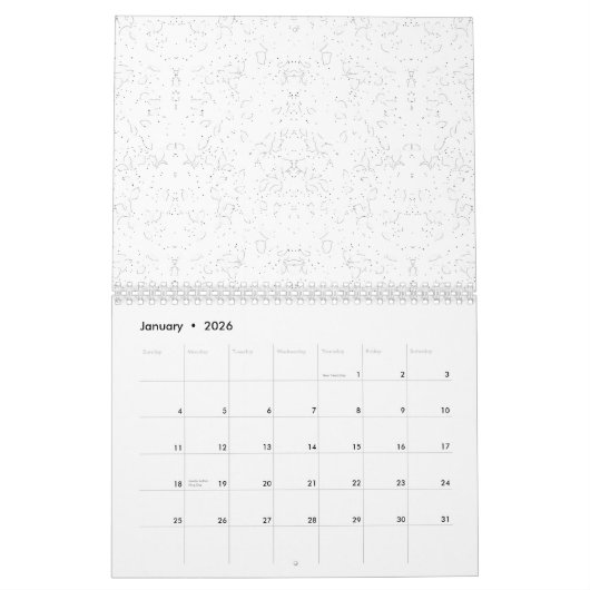 Monochrome Floral Pattern – Elegant Seamless Art Kalender (Jan 2026)