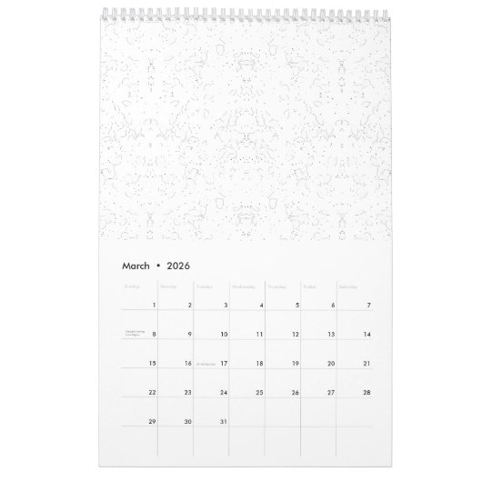 Monochrome Floral Pattern – Elegant Seamless Art Kalender (Mar 2026)