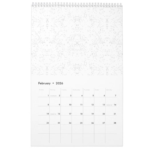 Monochrome Floral Pattern – Elegant Seamless Art Kalender (Feb 2026)