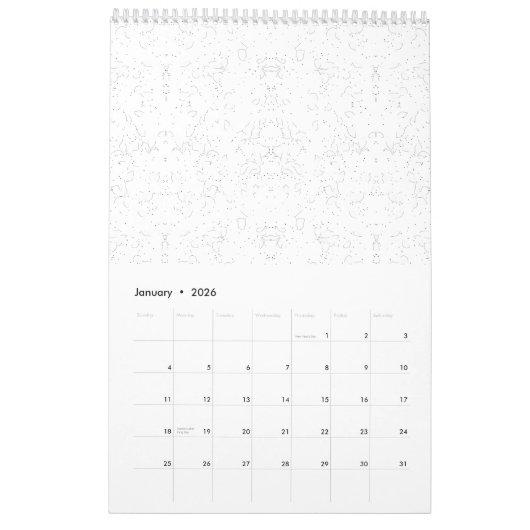 Monochrome Floral Pattern – Elegant Seamless Art Kalender (Jan 2026)
