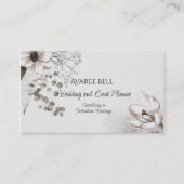 Monochrome Floral Wedding and Event Planner Visitekaartje (Voorkant)