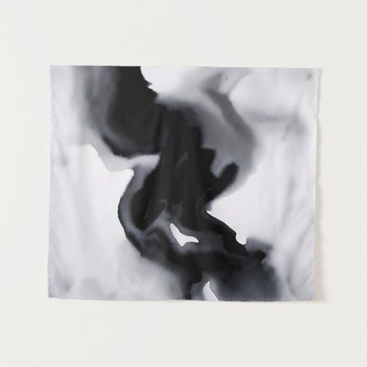 Monochrome Flow: Zwart-wit kunst Wandkleed (Voorkant (horizontaal))