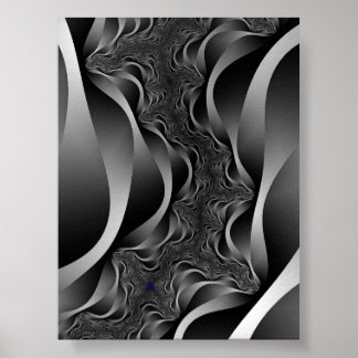 Monochrome Fractale Lint in Oneindige Diepte Poster