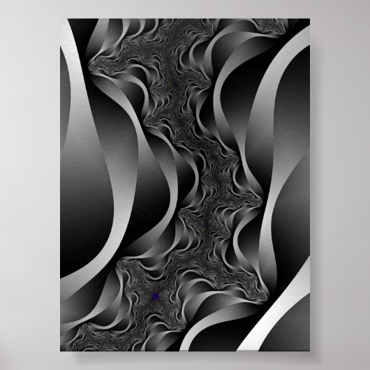 Monochrome Fractale Lint in Oneindige Diepte Poster (Voorkant)