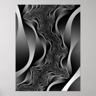 Monochrome Fractale Lint in Oneindige Diepte Poster