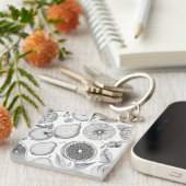 Monochrome Fruit Pattern with Botanical Elements Sleutelhanger (Voorkant Rechts)
