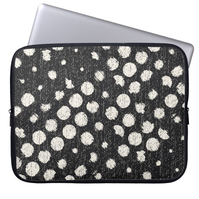Monochrome gebroken Stippen geborsteld gestructure Laptop Sleeve (Voorkant)