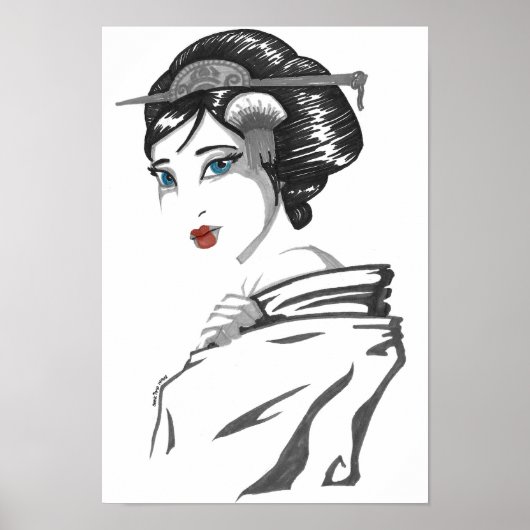Monochrome geisha poster (Voorkant)
