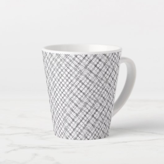 Monochrome Geometric Texture|Seamless Diamond Look Latte Mok (Rechterhoek)