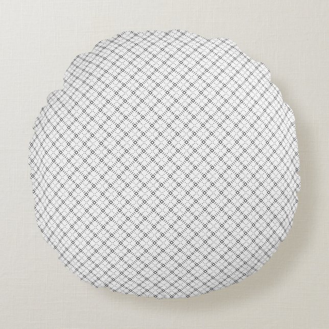Monochrome Geometric Texture|Seamless Diamond Look Rond Kussen (Voorkant)