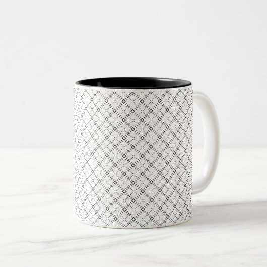 Monochrome Geometric Texture|Seamless Diamond Look Tweekleurige Koffiemok (Voorkant rechts)