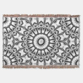 Monochrome geometrische Mandala Bloom Deken (Voorkant)