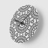Monochrome geometrische Mandala Bloom Ronde Klok (Hoek)