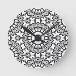 Monochrome geometrische Mandala Bloom Ronde Klok