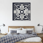 Monochrome geometrische symmetrie – Abstracte lijn Canvas Afdruk (Insitu (Slaapkamer))