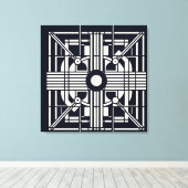 Monochrome geometrische symmetrie – Abstracte lijn Canvas Afdruk (Insitu (Houten vloer))