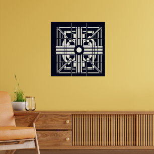 Monochrome geometrische symmetrie – Abstracte lijn Poster