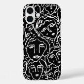 Monochrome Gezichten iPhone Case – Abstracte Line  (Achterkant)