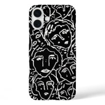 Monochrome Gezichten iPhone Case – Abstracte Line 