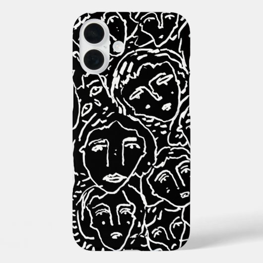 Monochrome Gezichten iPhone Case – Abstracte Line  (Achterkant)