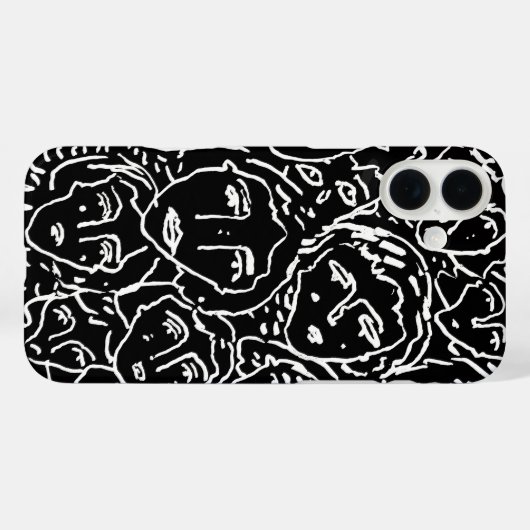 Monochrome Gezichten iPhone Case – Abstracte Line  (Achterkant (horizontaal))