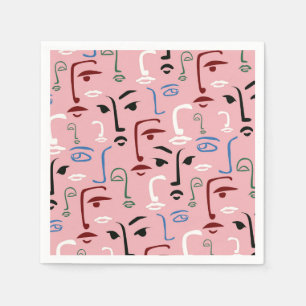 Monochrome gezichten servet