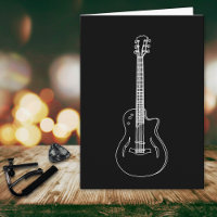 Monochrome Gitaar Eenvoudige Tekening Verjaardag