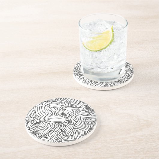 Monochrome golfpatroon stenen Onderzetter (Zijkant)