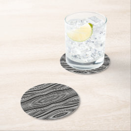 Monochrome Golven Ronde Kartonnen Onderzetter