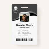 Monochrome golven, streepjescode, qr-code, foto-ID Badge (Voorkant)
