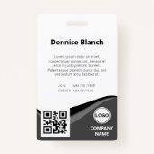 Monochrome golven, streepjescode, qr-code, foto-ID Badge (Achterkant)
