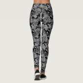 Monochrome Gothic schedels en bloemen Leggings (Achterkant)