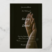Monochrome Grace: zwart, grijs en bruiloftsuitnodi Folie Uitnodiging (Voorkant)