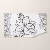 Monochrome grafische kunst, mooie bloem bad handdoek (Handdoek)