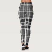 Monochrome Gray Black White Plaid Tartan Leggings (Achterkant)