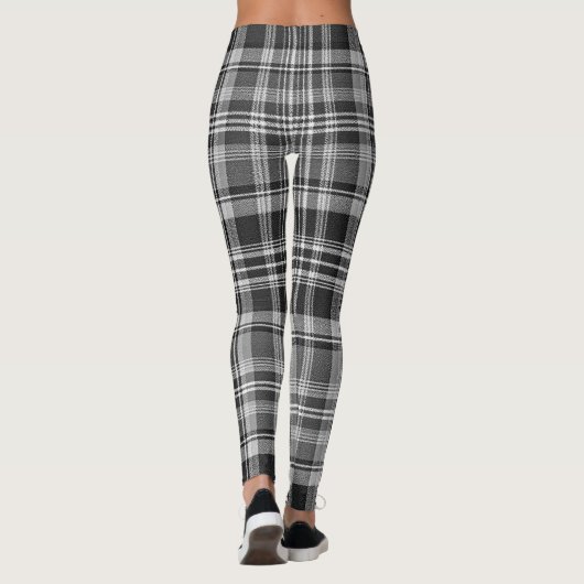 Monochrome Gray Black White Tartan Plaid Leggings (Achterkant)