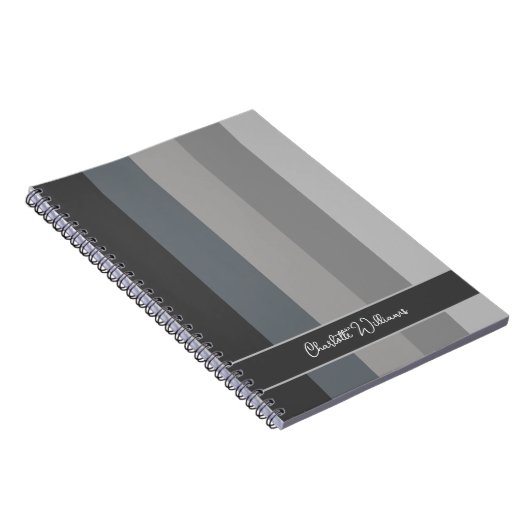 MONOCHROME GRAY COLOR STRIPE LINE PATTERNAAM NOTITIEBOEK (Rechterzijde)