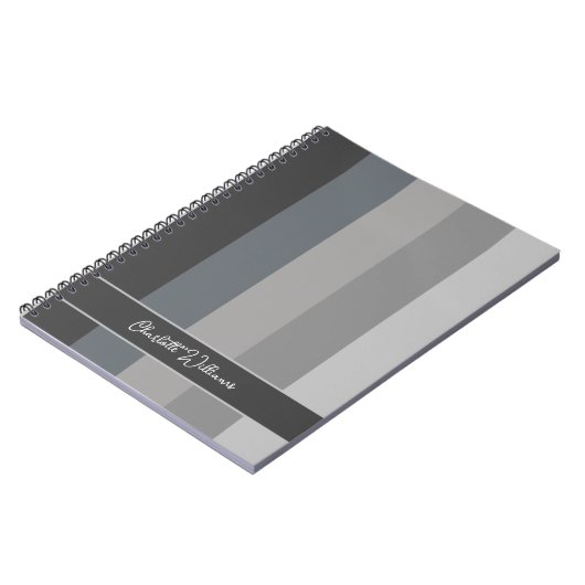MONOCHROME GRAY COLOR STRIPE LINE PATTERNAAM NOTITIEBOEK (Linkerzijde)