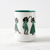 Monochrome Green Dancer #1 Tweekleurige Koffiemok (Center)