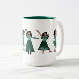 Monochrome Green Dancer #2 Tweekleurige Koffiemok