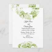 Monochrome Green Wreath Wedding Invitation Kaart (Voorkant / Achterkant)