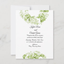 Monochrome Green Wreath Wedding Invitation Kaart