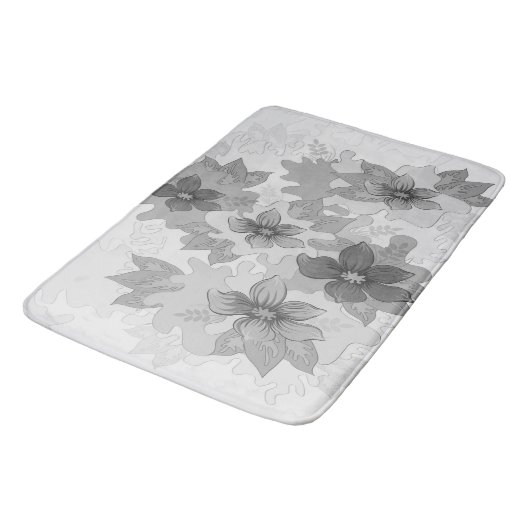 Monochrome grijze bloemen badmat (Gekanteld)