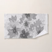 Monochrome grijze bloemen handdoek (Handdoek)