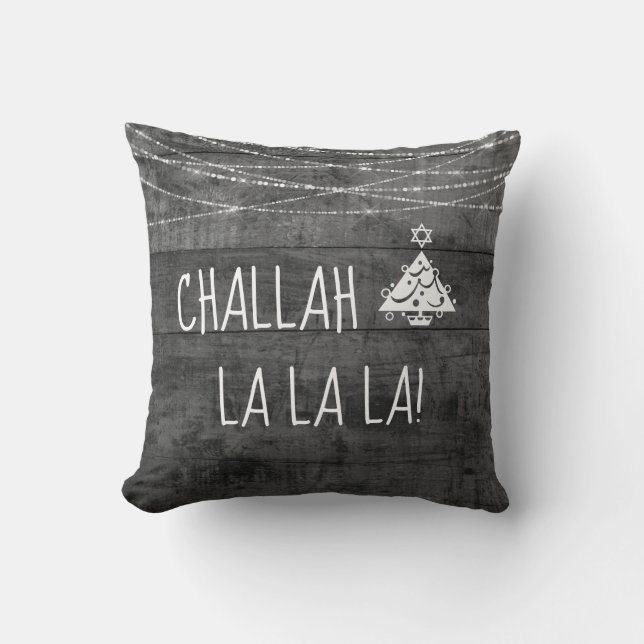 Monochrome grijze Challah La La Chrismukkah Icon Kussen (Voorkant)